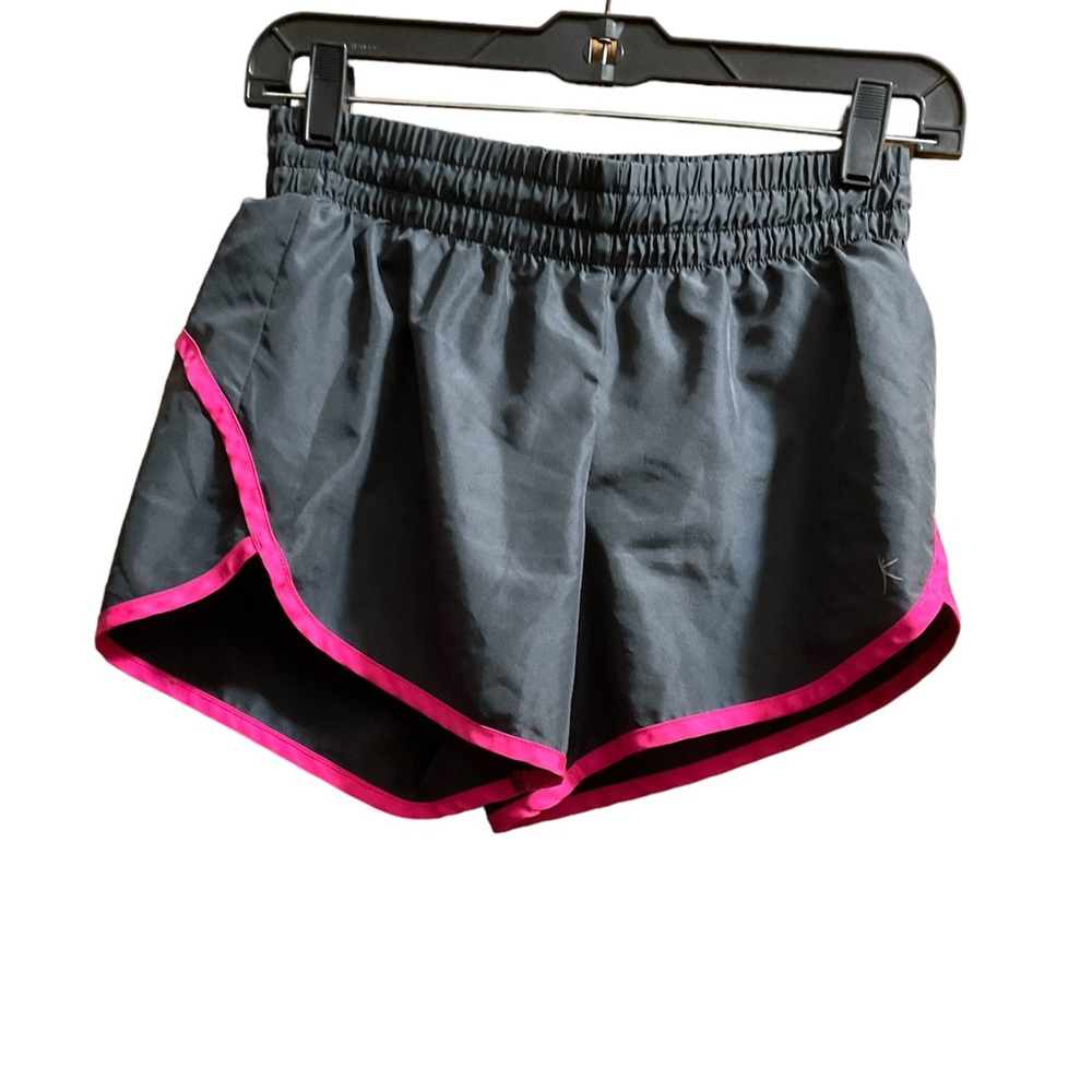 Women’s Danskin Now Athletic Gray Pink Lined Shorts. Functional Drawstring.